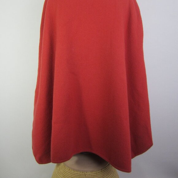 Vintage Talbots Cape Women L / XL Orange 100% Wool Toggle Knit Shawl Cape - Picture 11 of 11